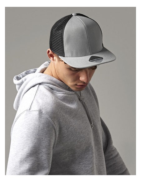 BEE-B664-Original Flat Peak 6 Panel Trucker Cap 2